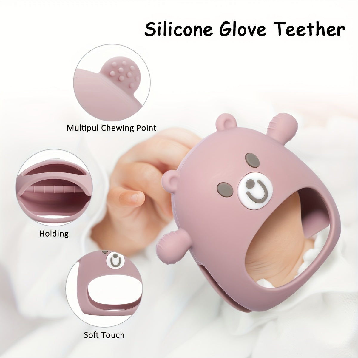 Siliconen Anti-Val Baby Bijtring | Fopspeen met Zachte Handjes voor Zuigen & Borstvoeding voor Peuters