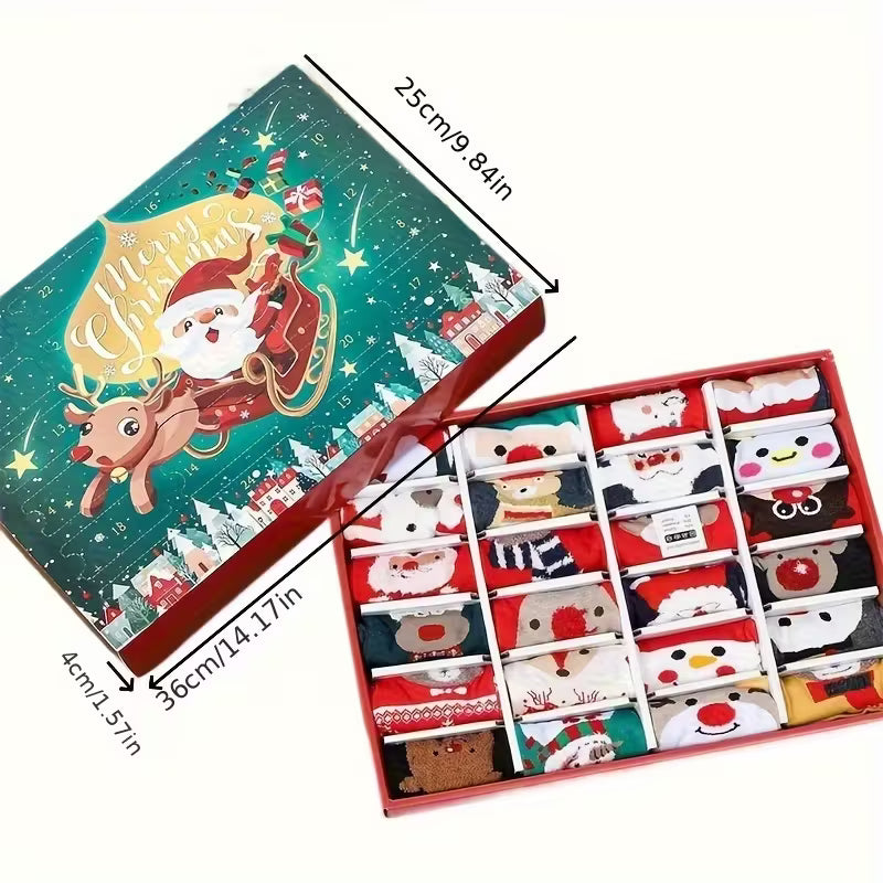 Grappige Kerstsokken Adventskalender 2025 voor Kinderen en Volwassenen - 24 Paar Aftel Sokken Cadeau voor Jongens en Meisjes - Originele Kerst Kalender