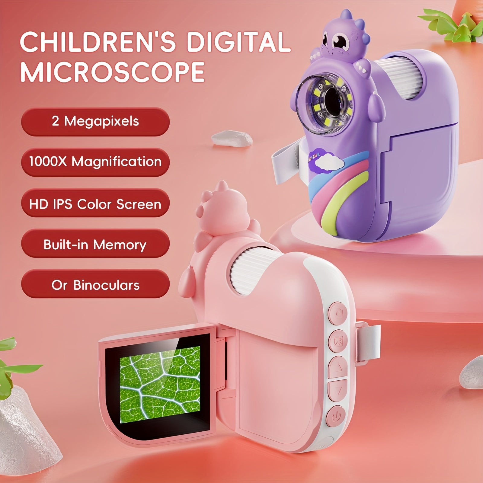 Microscoop voor Kinderen |  1000X Handheld Microscoop met 32GB SD-kaart, Educatief