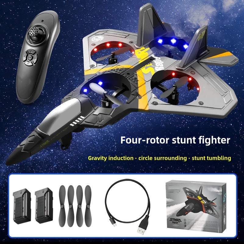 RC Vliegtuig Met 2 Batterijen | EPP-schuim, UAV Glider, Vierassig RC Speelgoed voor Buiten