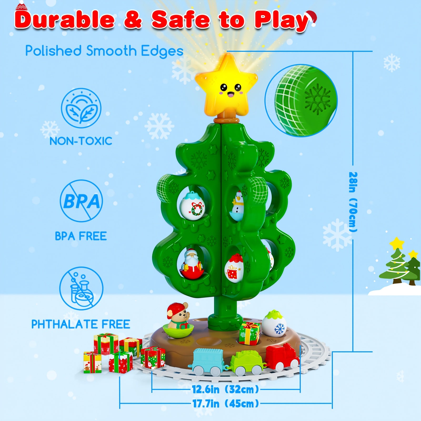 Interactieve Kerstboom Speelset voor Peuters en Kleuters - Muzikale Decorset met Roly Poly's en Mini Treinbaan voor Kinderen vanaf 3 Jaar