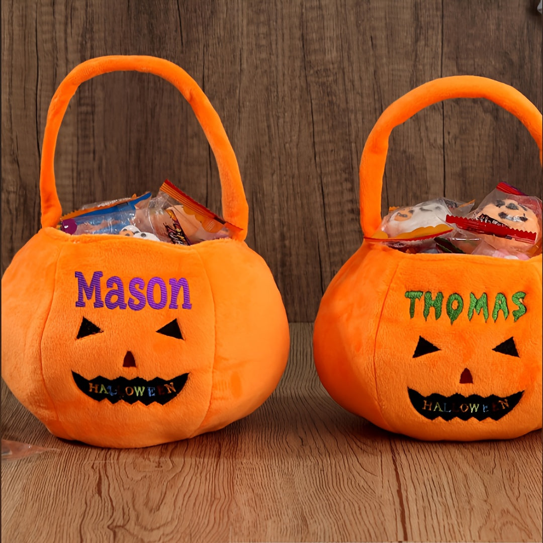 Halloween mand met naam | Gepersonaliseerde trick-or-treat tas