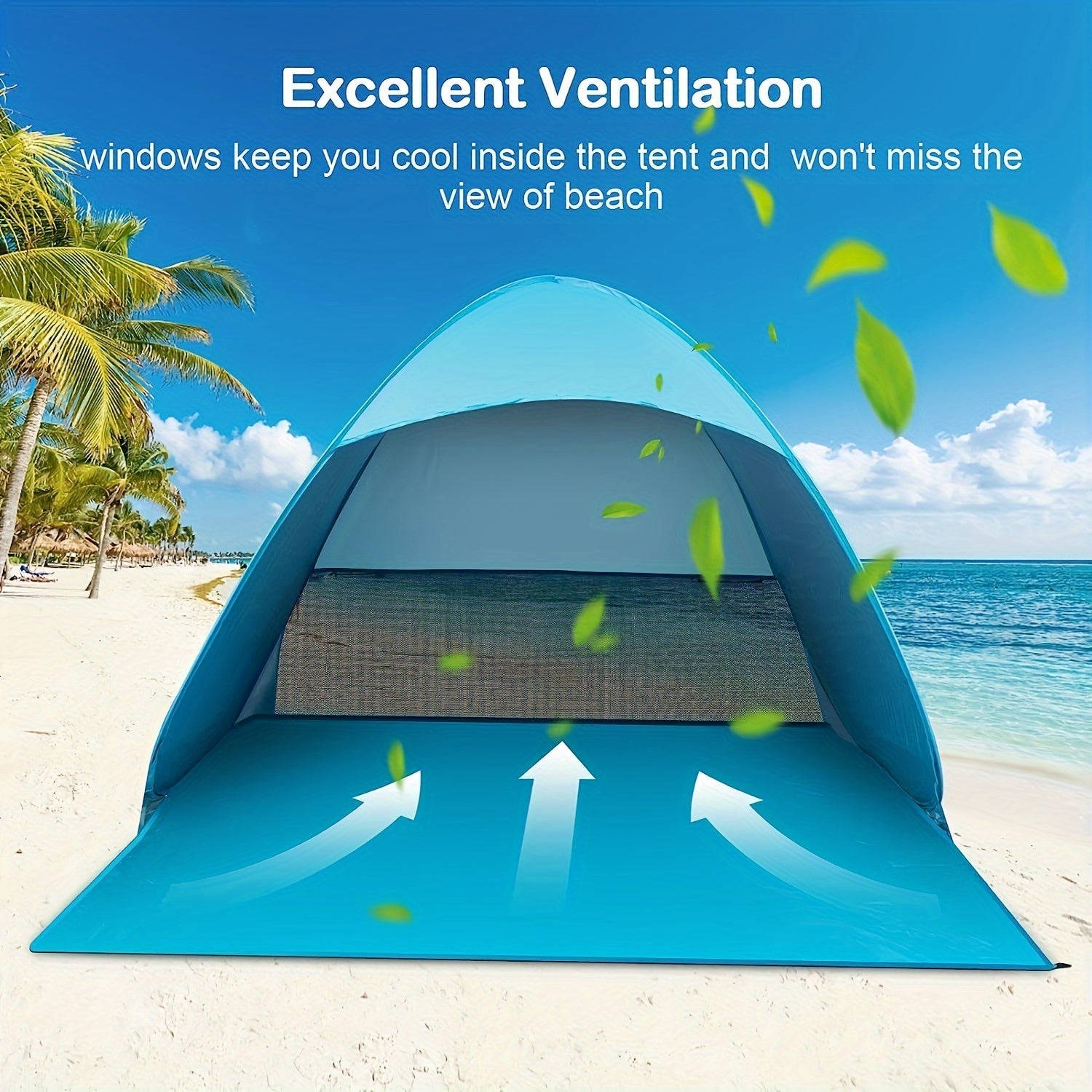 Draagbare Pop-up Strandtent – UPF 50+ UV-bescherming, Inclusief 6 Haringen | Perfect voor Outdoor & Feestdagen