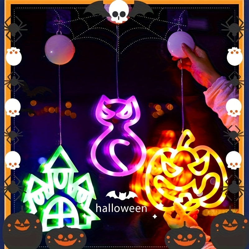 3 stuks Halloween LED lichtsnoer | Pompoen, huis & hoed decoratie, batterijen aangedreven
