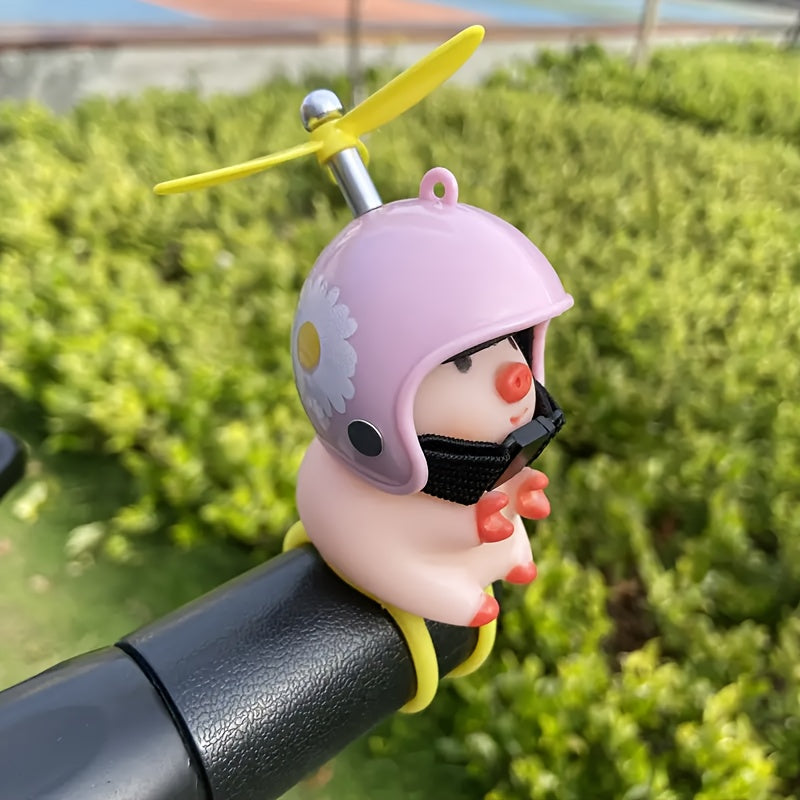 2 Stuks Varken Fietsaccessoires | Stuurdecoratie met Propeller en Helm