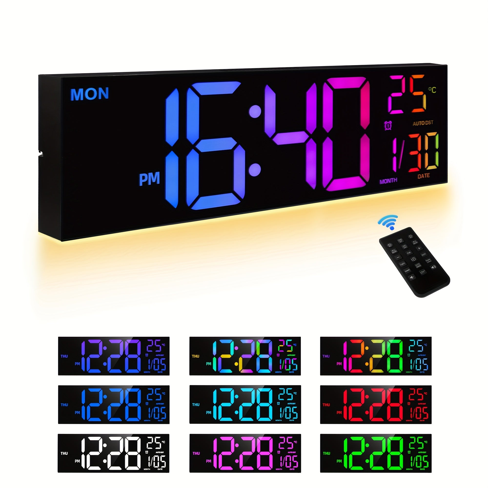 Digitale LED wandklok 41cm | Met afstandsbediening