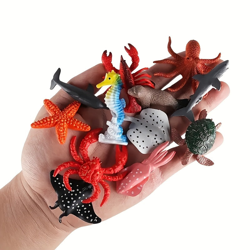 Mini Zeedieren Speelgoedfiguren Set voor Kinderen - 24 Stuks PVC Dieren voor Jongens en Meisjes - Waterdichte Decoratie voor Vissenkom, Bad of Knutselprojecten