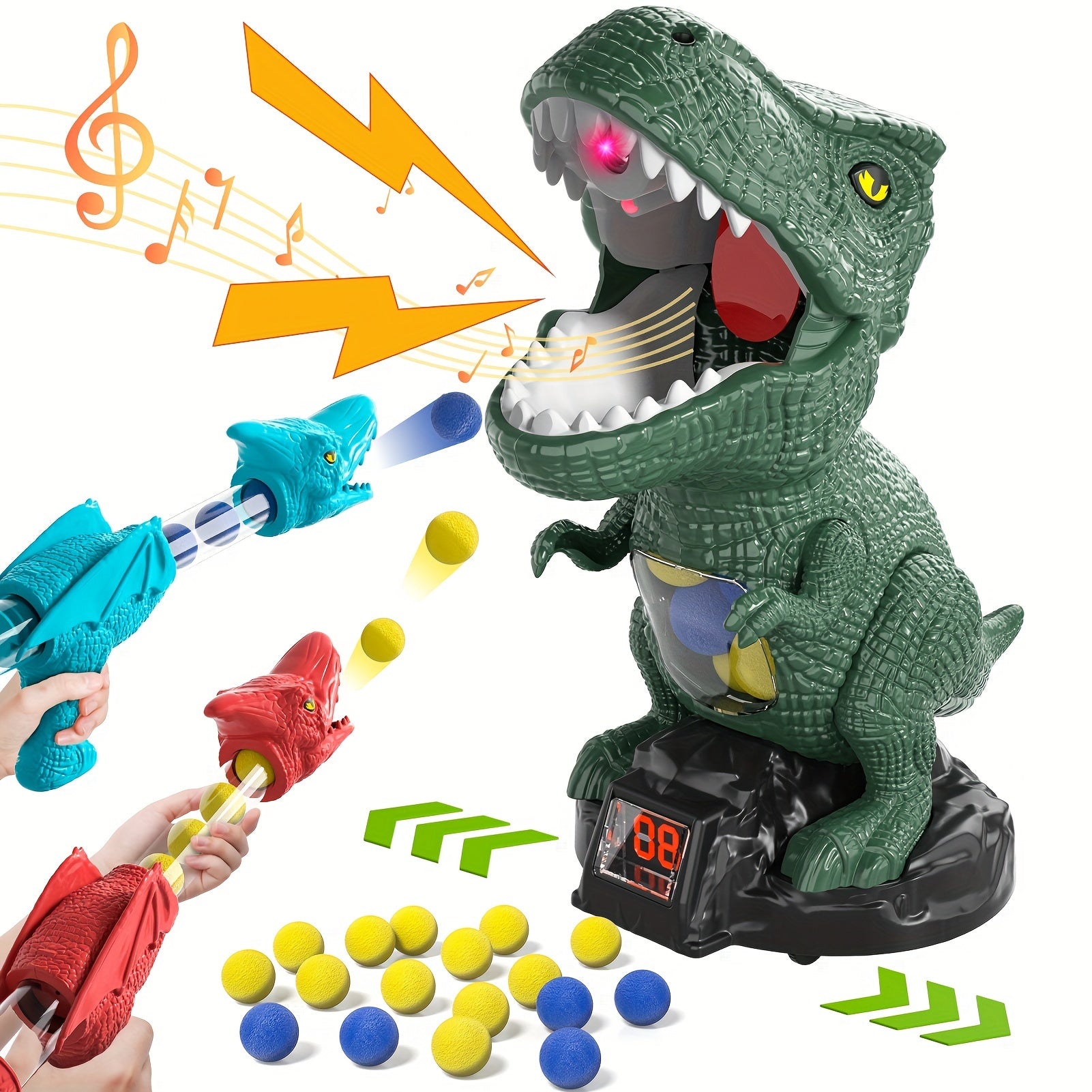 Dinosaurus Speelgoed Cadeau voor Buiten- en Binnen Spel voor Jongens van 3-6 Jaar, Verplaatsbare Dinosaurus Schietspel Speelgoed voor Kinderen van 3-6 Jaar, Perfect Kerstcadeau voor Jongens van 3-5, 4-6, 6-8, Halloween, Kerst Cadeau