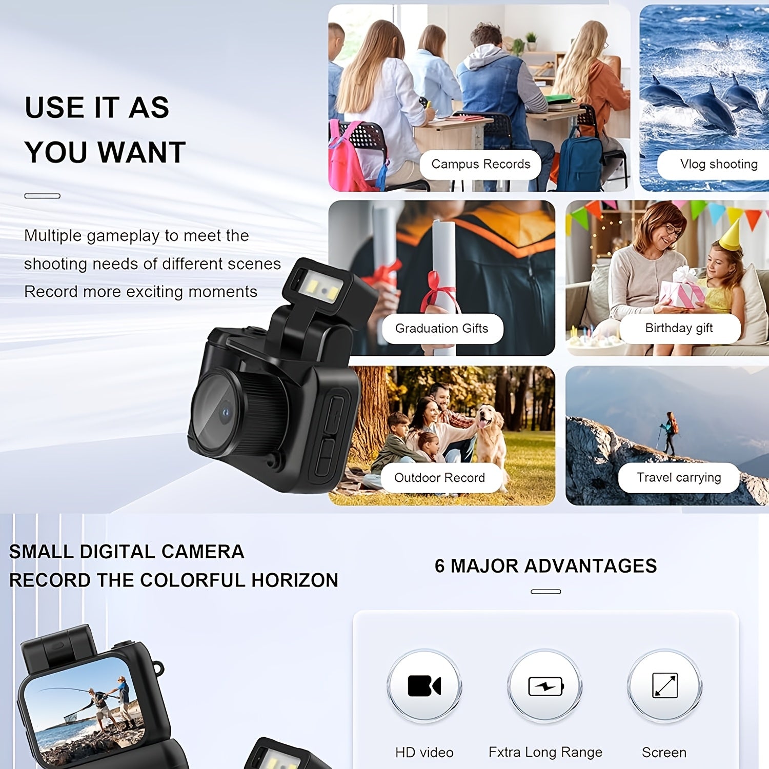 Compacte 1080P Actiecamera voor Kinderen | Inclusief 32GB Geheugenkaart – Ideaal voor Sport, School & Avontuur