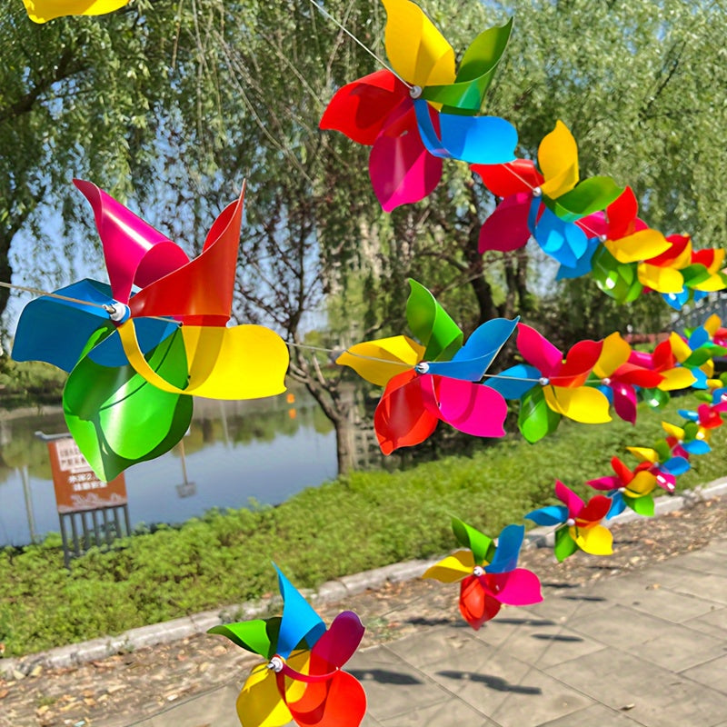 5pcs kleurrijke windmolens set – weerbestendige windmolens van duurzaam PP materiaal voor tuin, park, boerderij of feestje