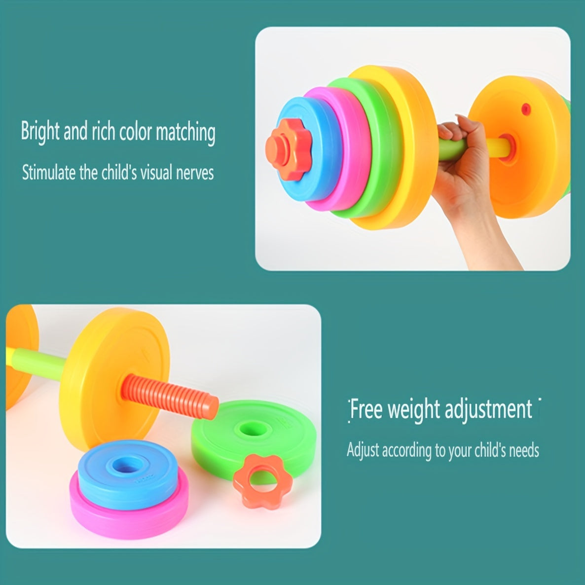 Verstelbare Speelgoed Halterset voor Kinderen - Kleurrijke Fitness Dumbbell voor Actieve Jongens en Meisjes - Educatief Cadeau om Spelenderwijs te Bewegen