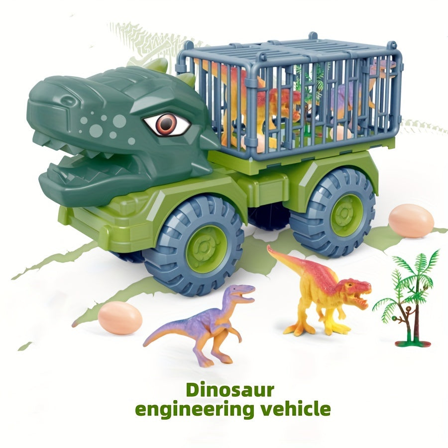 10.4-inch Dinosaurus Bouwvoertuig Speelgoed | Handmatig Duwbaar ABS Speelgoed | Weerbestendige Graafmachine/Kraan/Kiepwagen | Cadeau voor Jongens