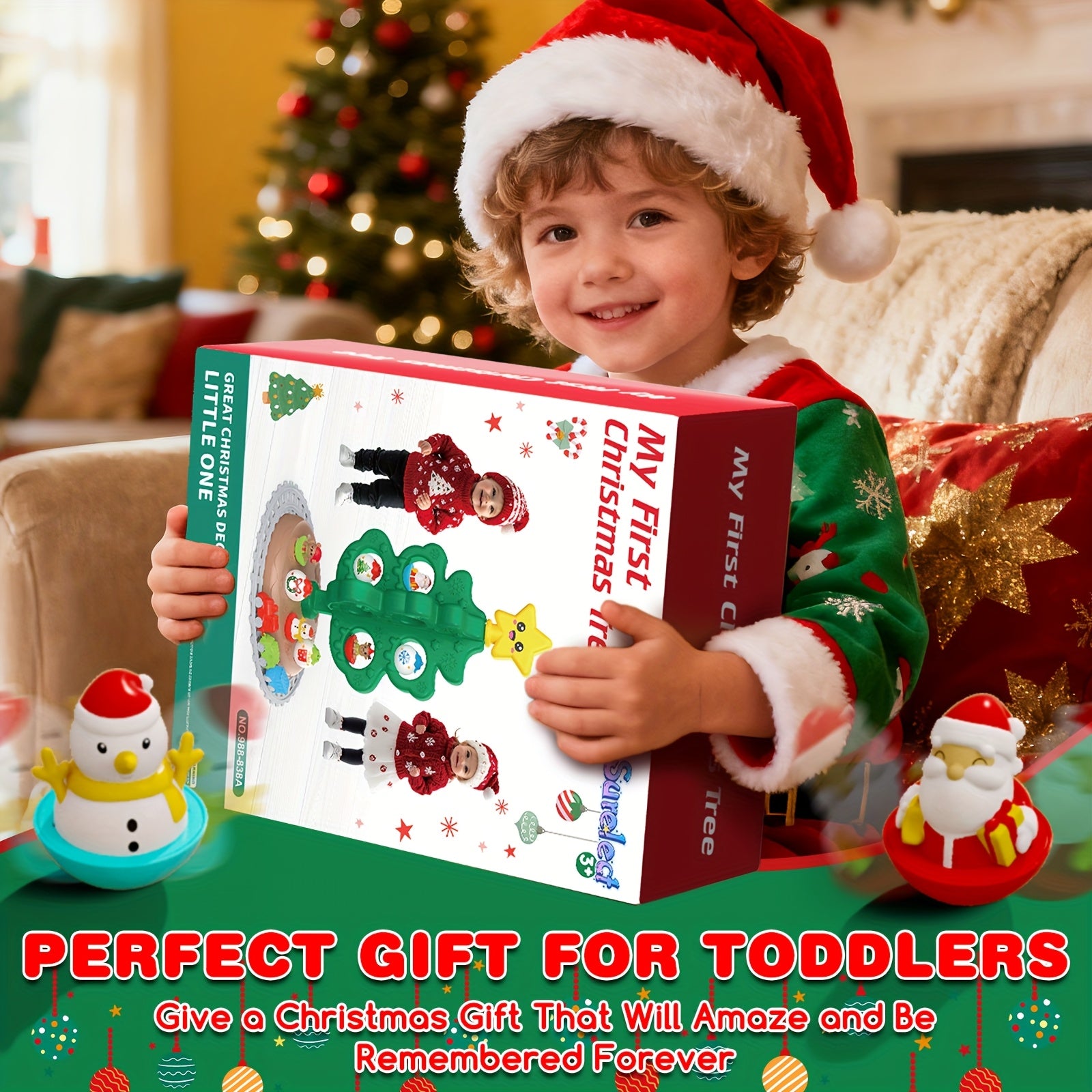 Interactieve Kerstboom Speelset voor Peuters en Kleuters - Muzikale Decorset met Roly Poly's en Mini Treinbaan voor Kinderen vanaf 3 Jaar
