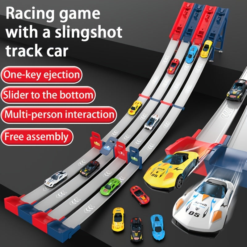 Racebaan Speelset voor Kinderen met 2 Banen en 4 Auto's - Educatief Bouwpakket en Interactief Spel voor Jongens en Meisjes - Perfect Verjaardagscadeau