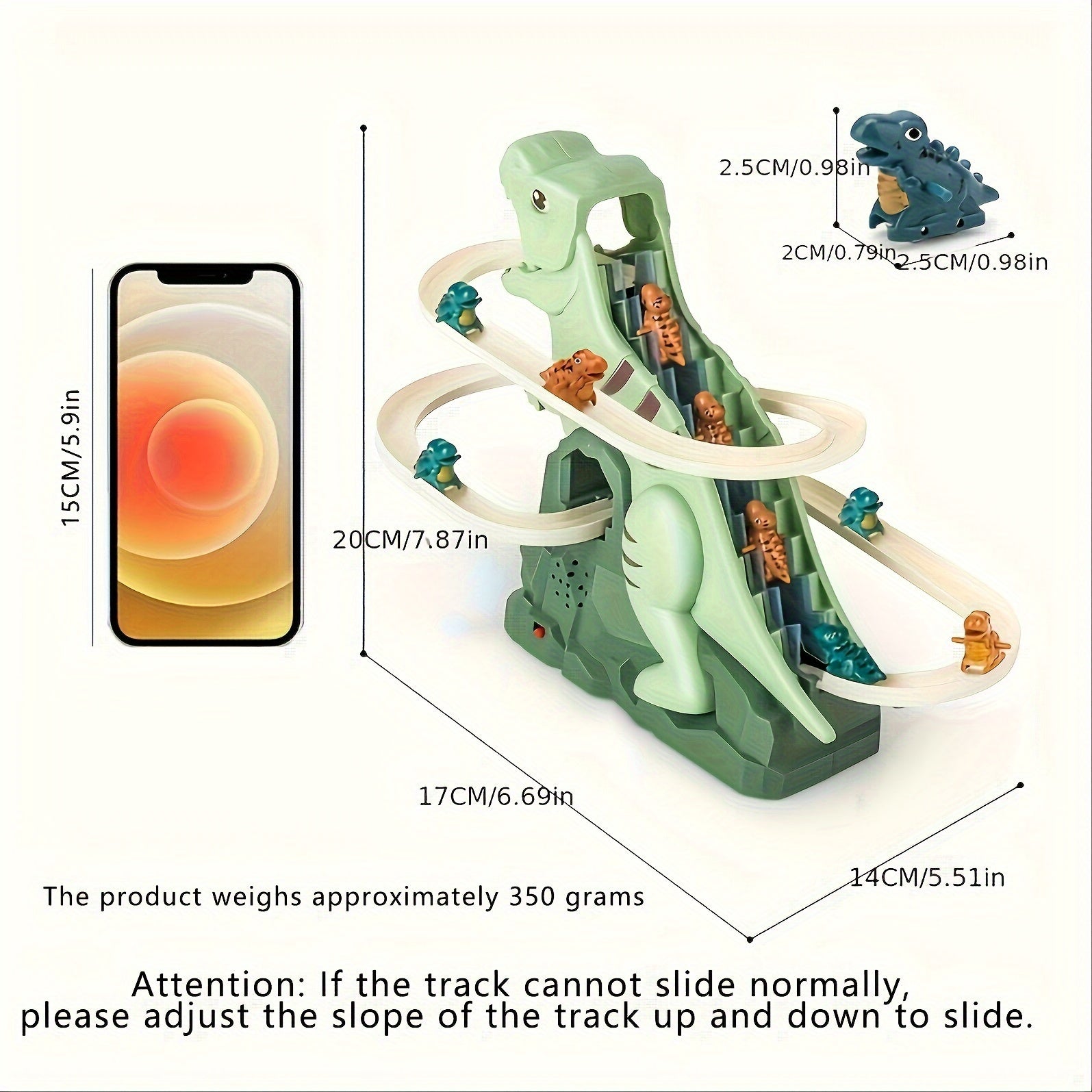 3 Dinosaurussen Auto’s Glijdende Speelgoedbaan | T-rex met Mini Dino Hellingbaan voor Peuter Cadeau-ideeën