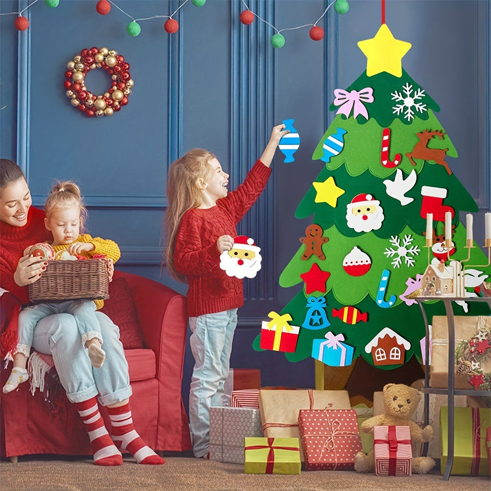 DIY Vilt Kerstboom met Ornamenten | Muurdecoratie Knutselset voor Kerstmis