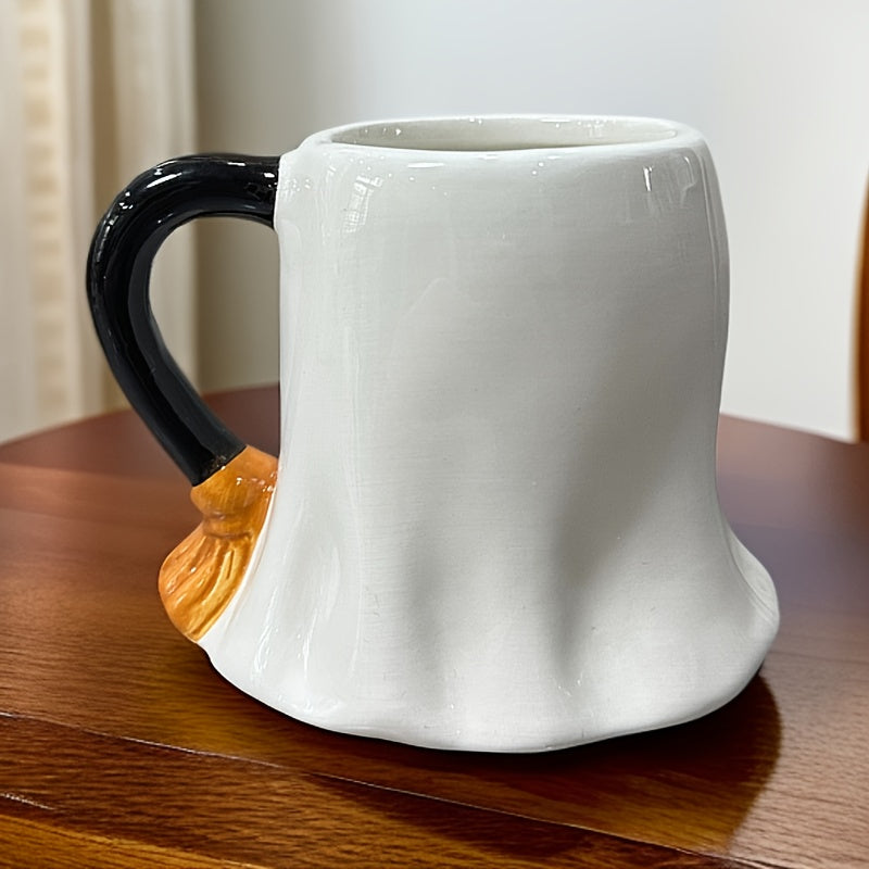 Leuke Halloween Mok met Lachend Spookje - Keramische Koffiebeker als Cadeau of Decoratie - Griezelige Theemok voor Thuis en op Kantoor
