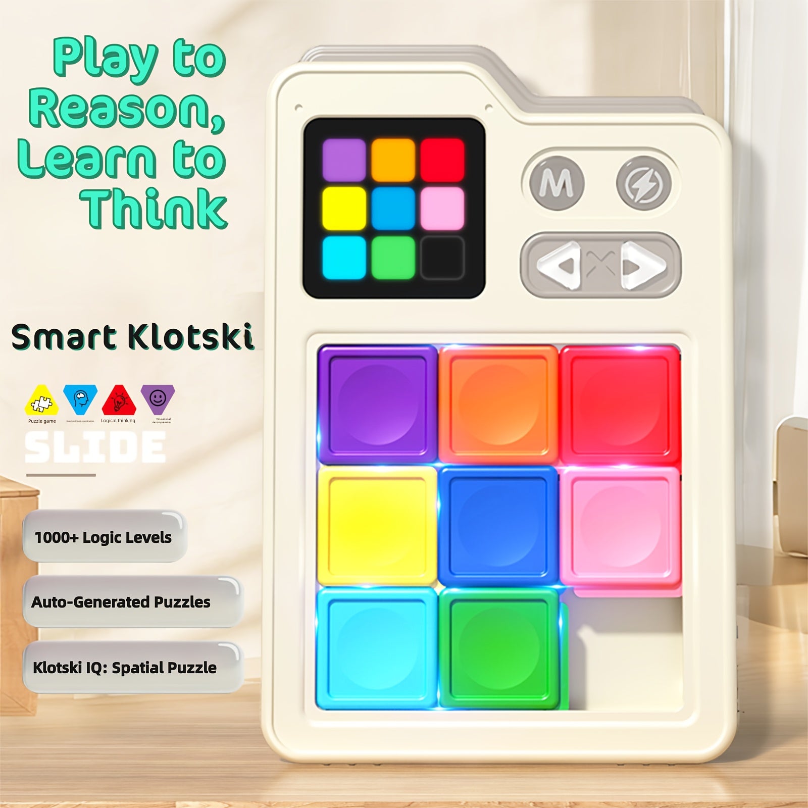 Elektronisch schuifpuzzel spel - 1000+ logische puzzels met magnetische tegels | educatief breinspel 6+