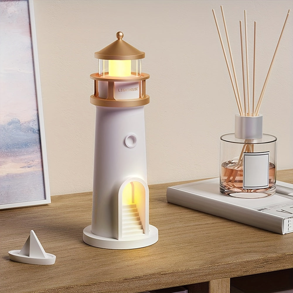 Vuurtoren nachtlamp | USB oplaadbaar met maanprojectie