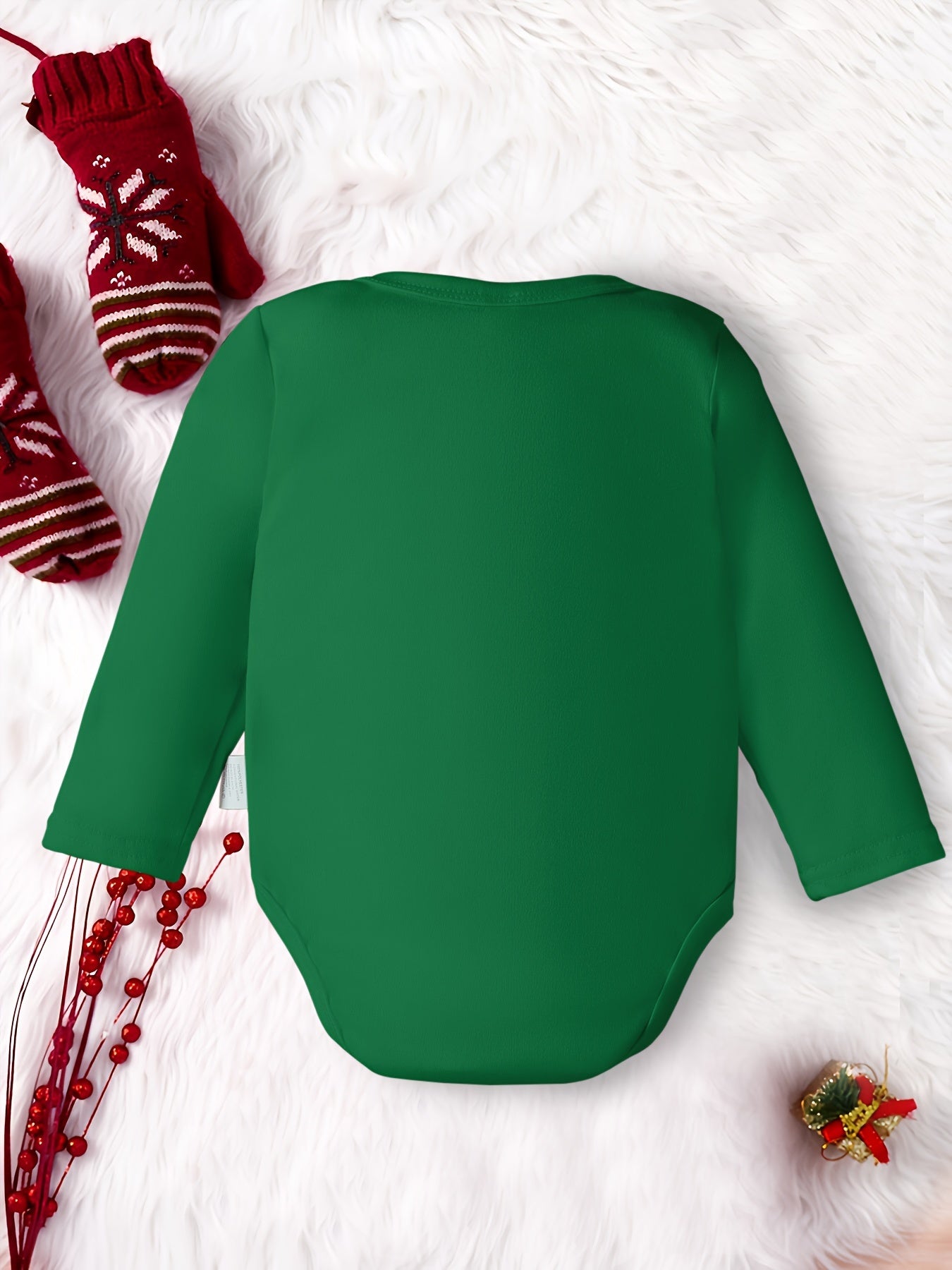 'Mijn 1e Kerst' Kerstman Print Romper met Lange Mouwen voor Kinderen | Zachte, Comfortabele Polyester Baby Onesie voor Kerstmis, Dagelijks Gebruik, Feestdagen en Fotoshoots