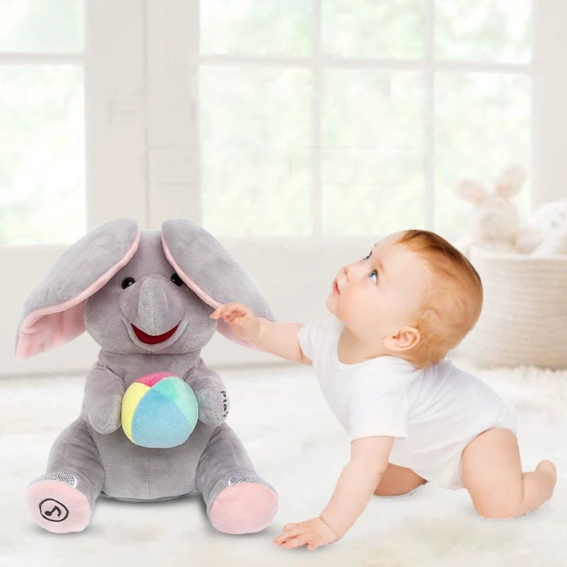 PeekPal Muzikale Olifant – Interactieve knuffel met geluid en aanraking functies