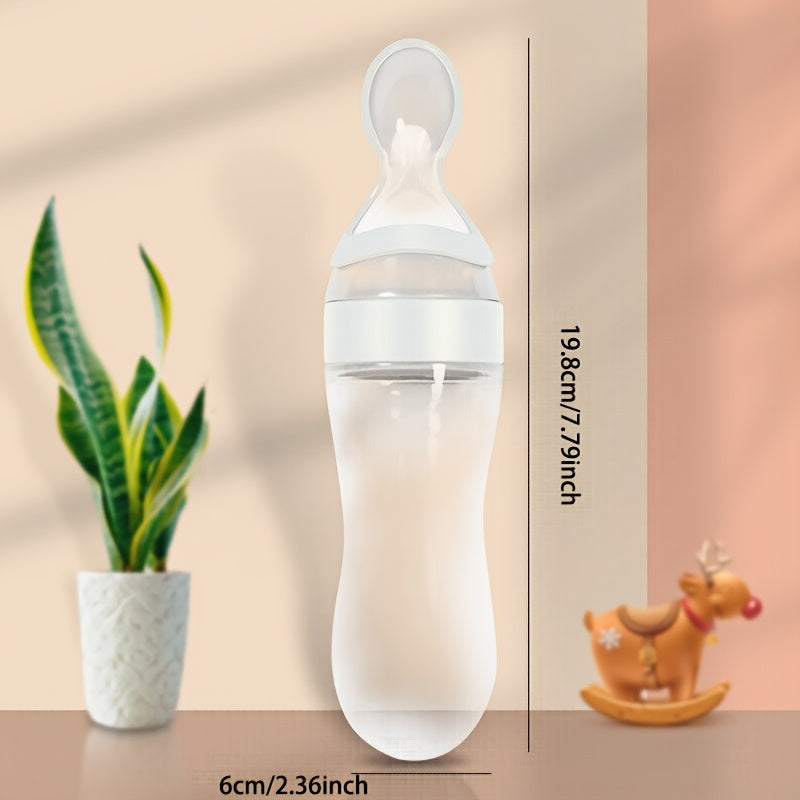 Silicone Baby Voedingsfles met Knijplepel, Multifunctioneel voor Melk, Voedingssupplementen, Geneesmiddelen - Verkrijgbaar in Wit, Blauw, Groen, Felroze