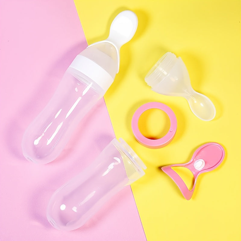 Silicone Baby Voedingsfles met Knijplepel, Multifunctioneel voor Melk, Voedingssupplementen, Geneesmiddelen - Verkrijgbaar in Wit, Blauw, Groen, Felroze