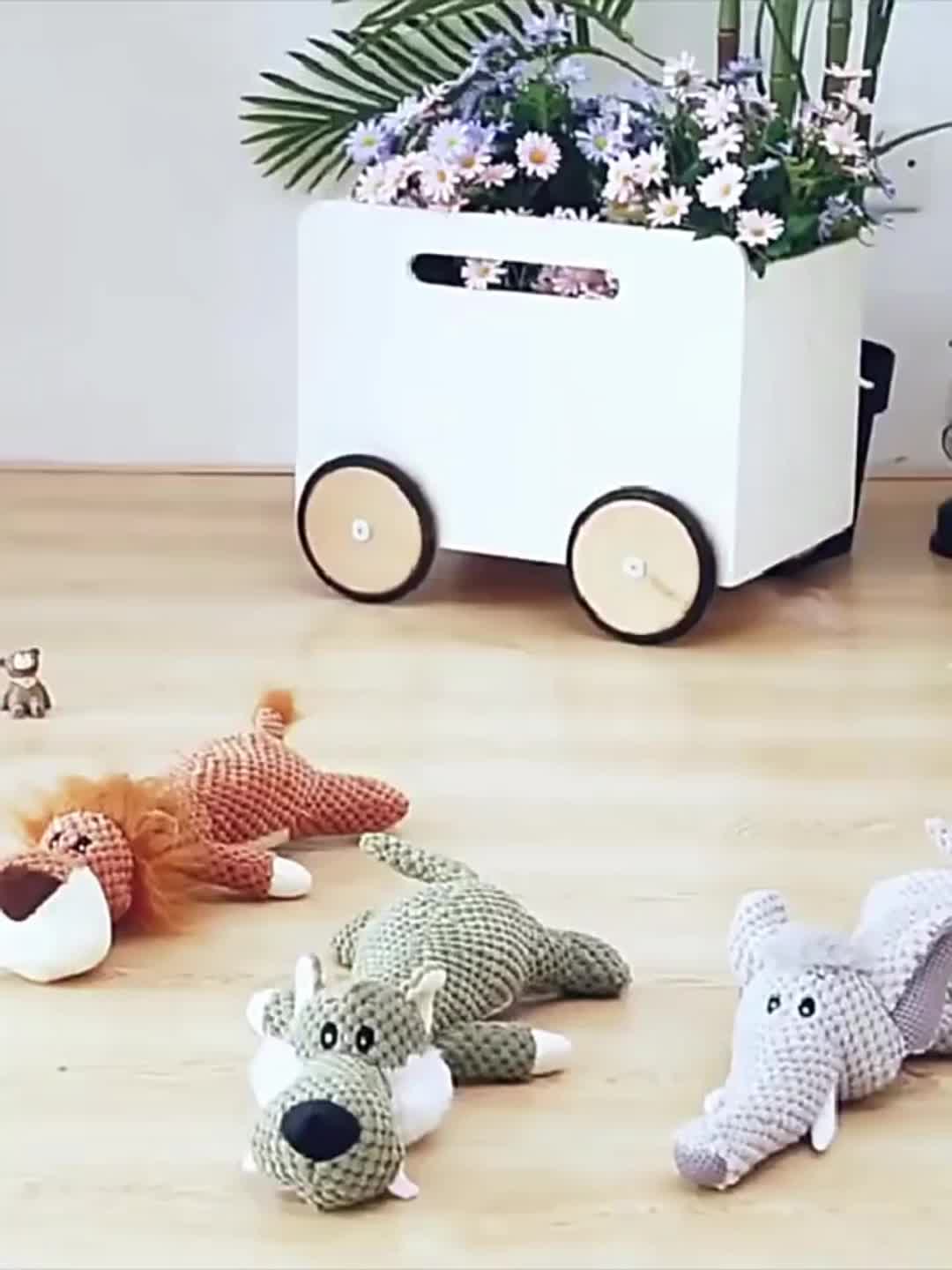 Duurzaam Gebreid Hondenspeelgoed met Pieper voor Kleine en Middelgrote Honden - Sterk Kauwspeeltje in Leuke Dieren Vormen - Interactieve Knuffel voor Puppy's