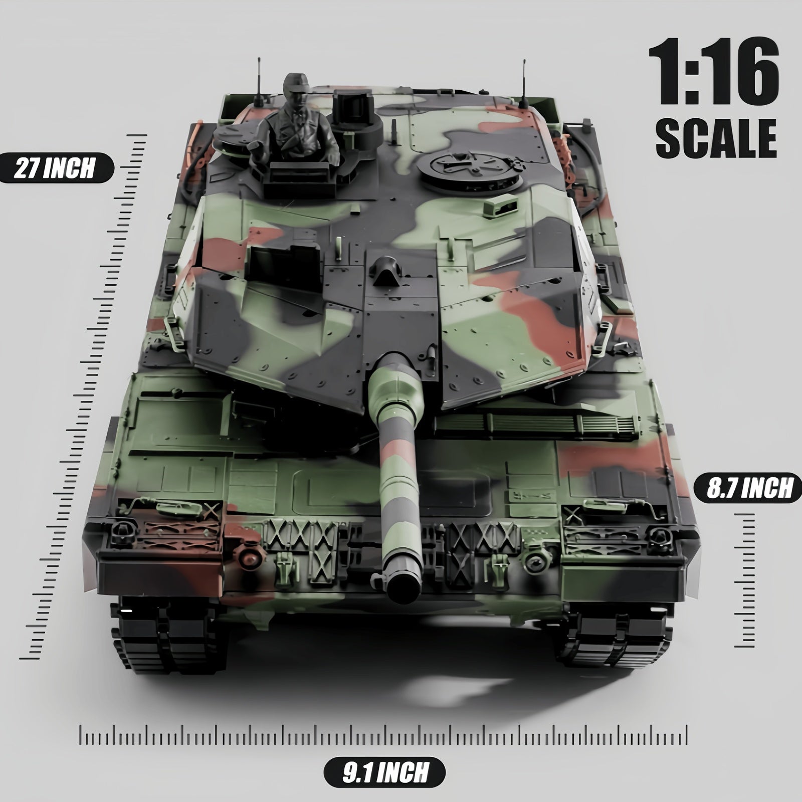 1/16 RC Tank met Infrarood Afstandsbediening | Realistische Beweging, Metalen Schommelarm, Torsiestangophanging en Hoge Snelheid Sturen - Compatibel voor Militaire Simulatie, Spelletjes en Verzamelaars