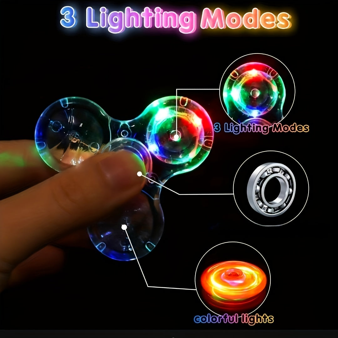 LED Light-Up Fidget Spinner - Transparant, Stressverlichtend Hand Speeltje voor Kinderen & Volwassenen, Kleurrijke Vinger Spinner