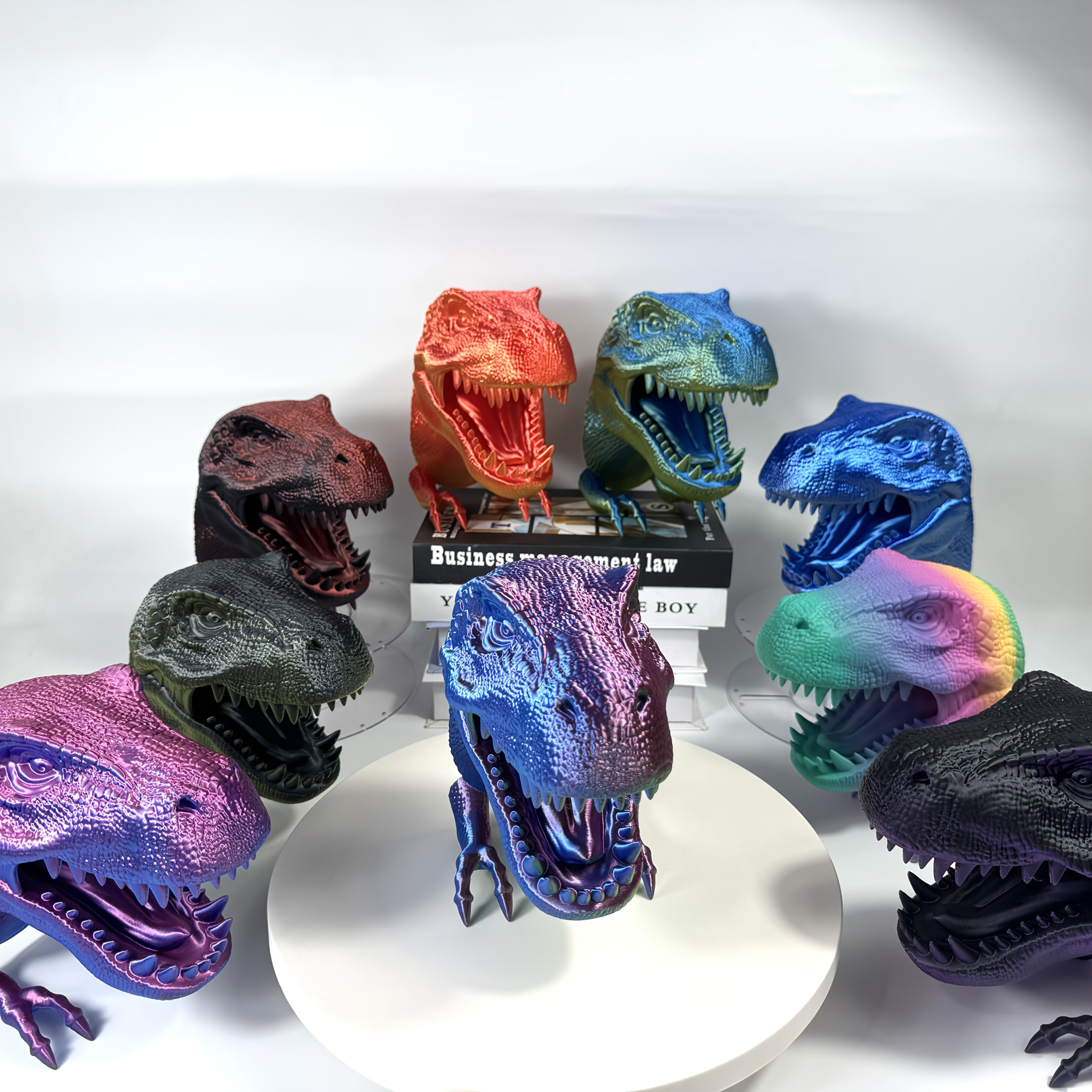 Stoere 3D Geprinte T-Rex Muurdecoratie voor Jongens en Mannen - Roze Dinosaurus Kunstwerk voor Kinderkamer, Kantoor of als Cadeau voor Vaderdag en Halloween