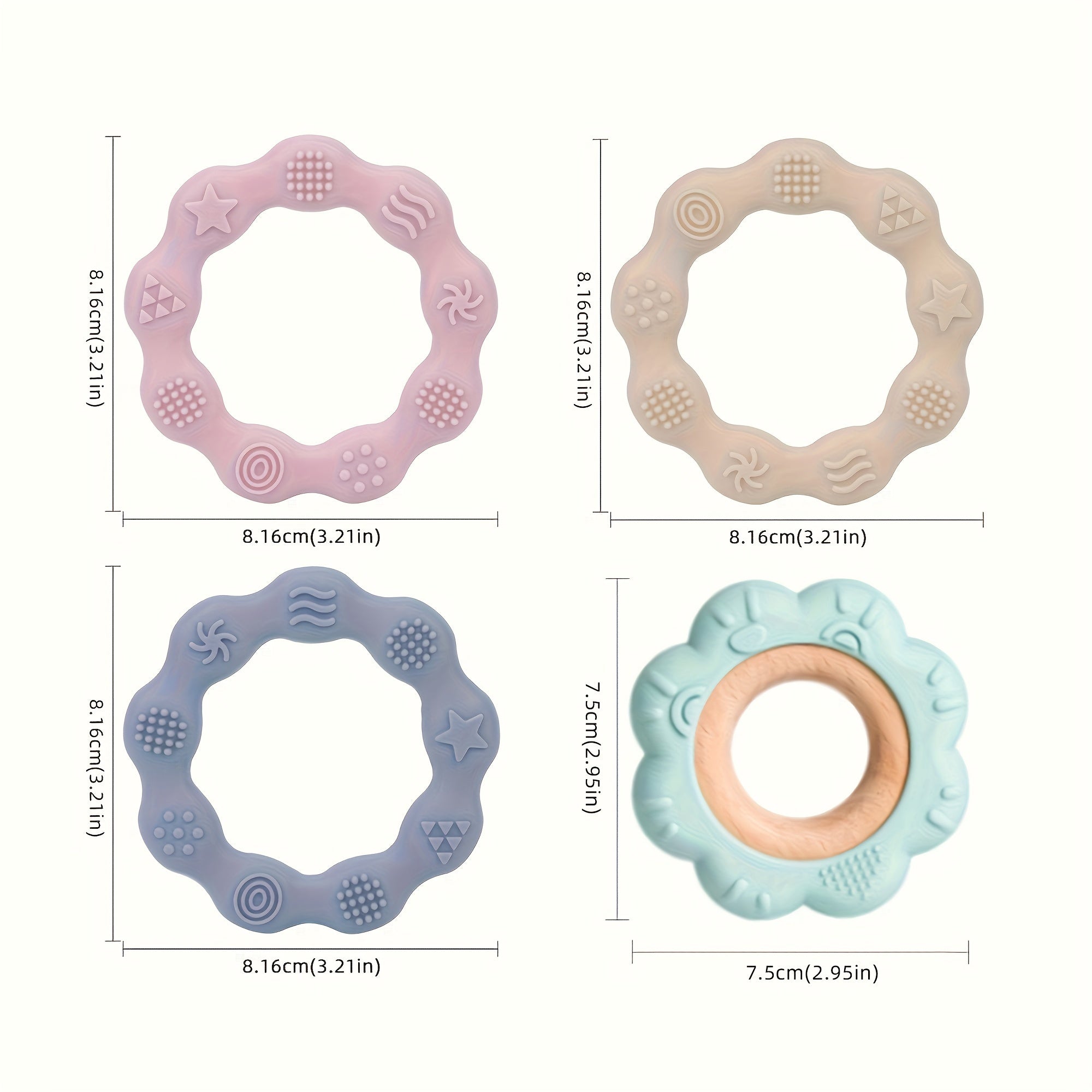 Siliconen Bijtring Ring | BPA Vrije Zachte en Getextureerde Bijtspeeltjes voor Baby’s 0 tot 2 Jaar