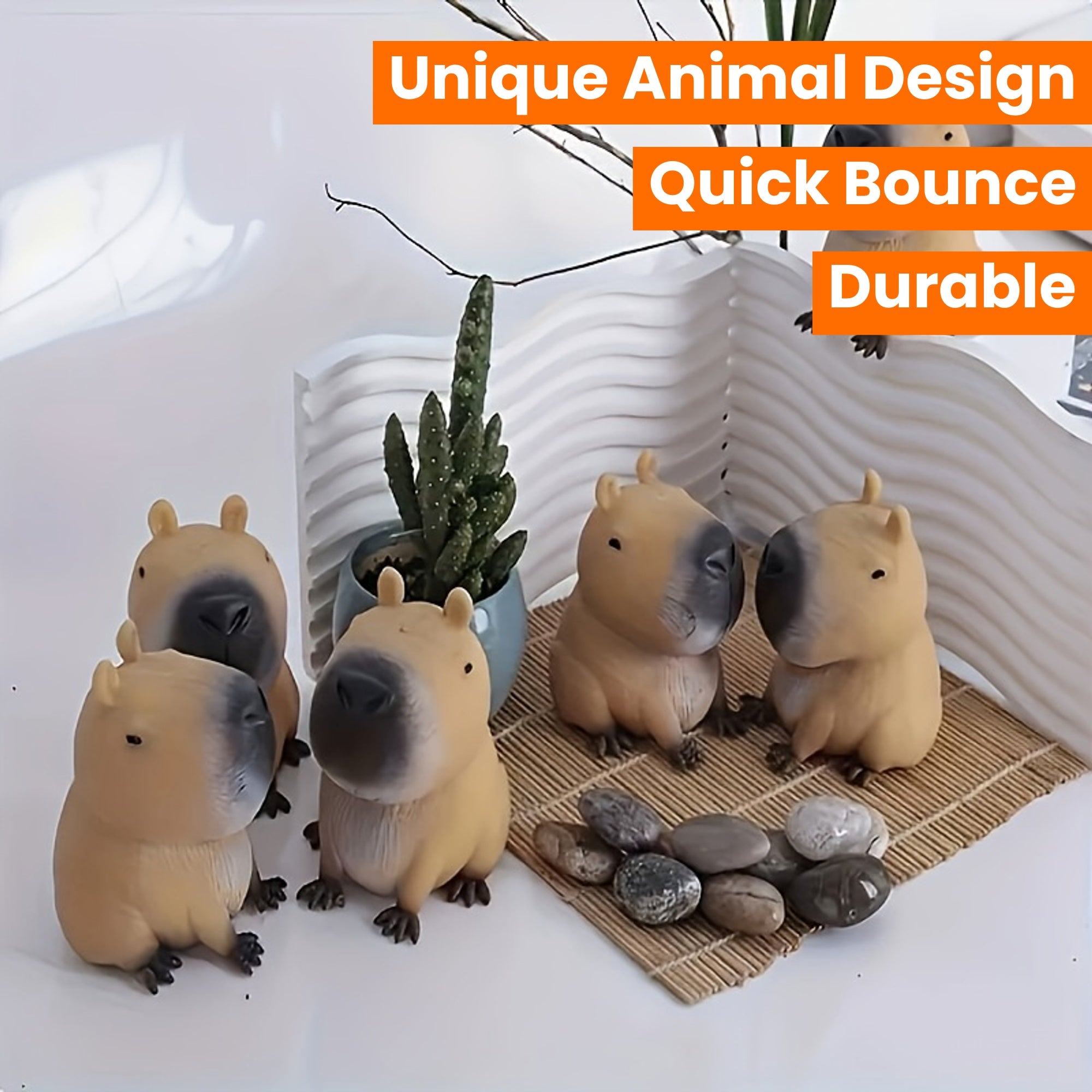 1x Capybara Rubber Speelgoed | Squeeze Bounce Toy | Duurzaam & Uniek | Feestje & Cadeautip voor Halloween/Kerst