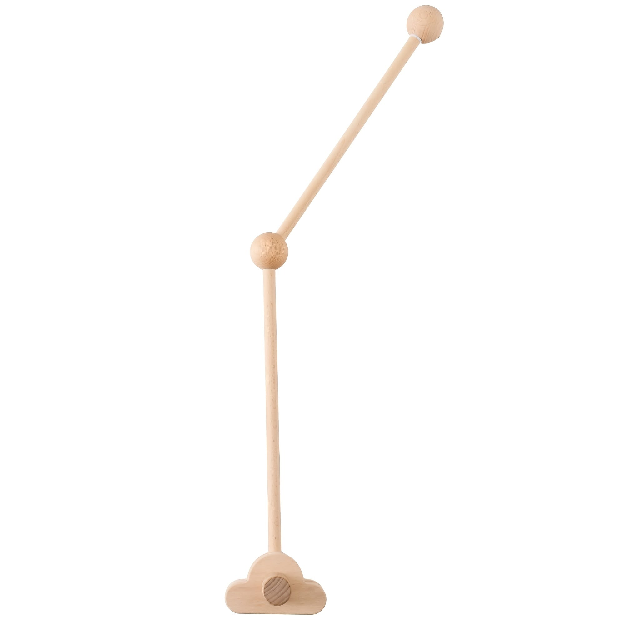 Verstelbare Houten Wolken Babybed Mobiele Arm Houder | Licht Geel, Verwijderbaar Babybed Accessoire zonder Batterij