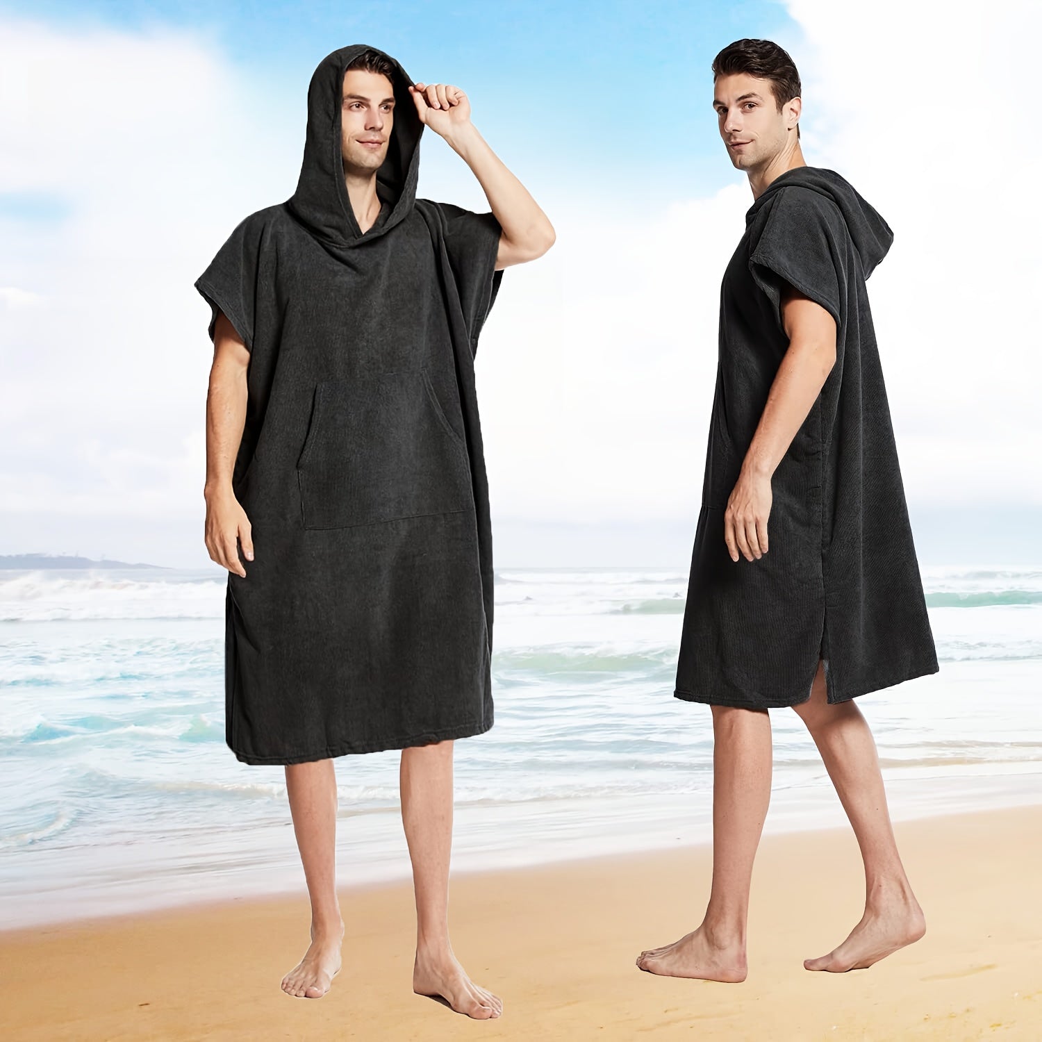 Microfiber Zwem Poncho Towel Robe met Kap | Sneldrogend, Super Absorberend, Warm en Lichtgewicht