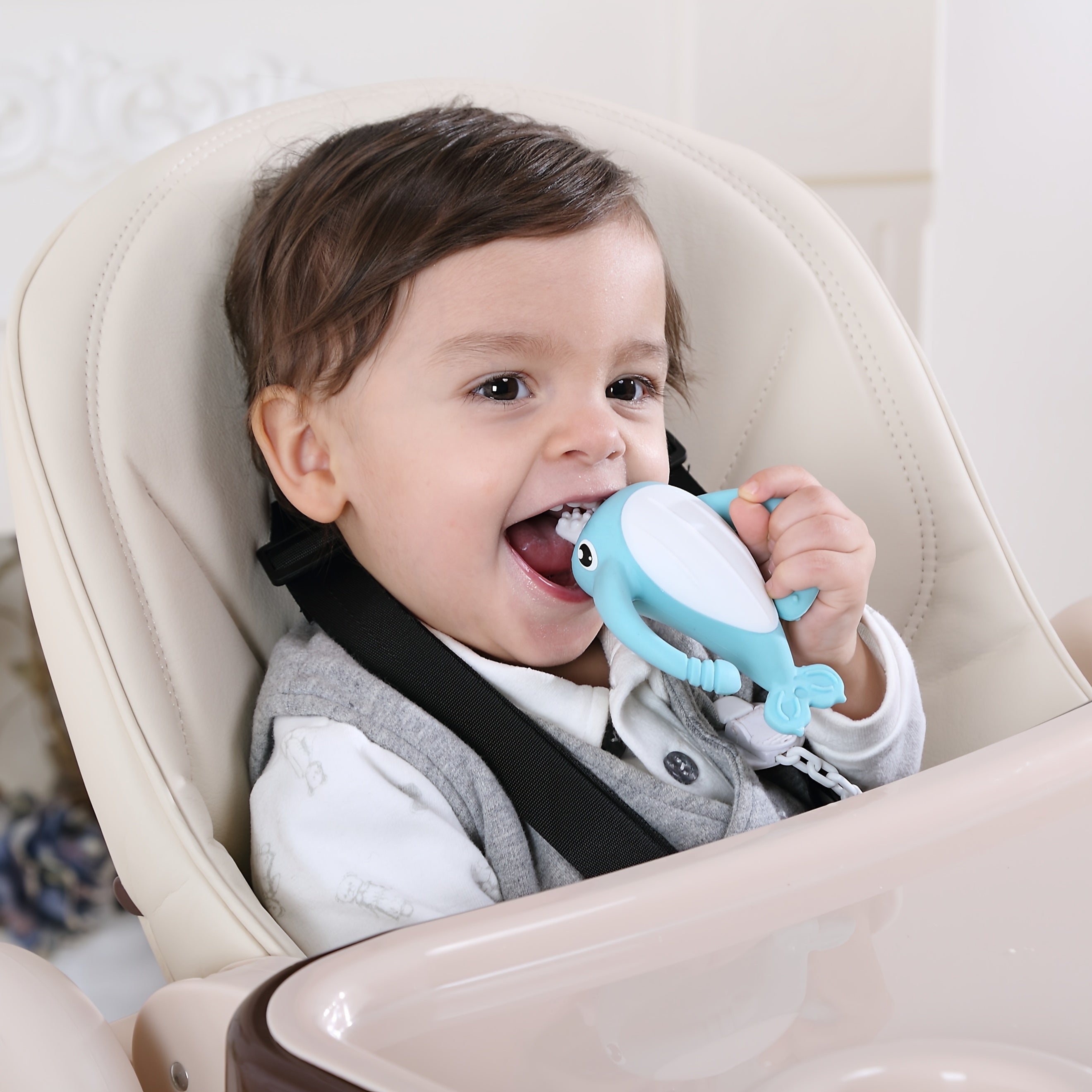 Narwal Bijtring voor Baby's van 3-6 Maanden - Zacht Siliconen Bijtspeeltje en Tandenborstel voor Jongens en Meisjes - Pijnverlichting bij Doorkomende Tandjes