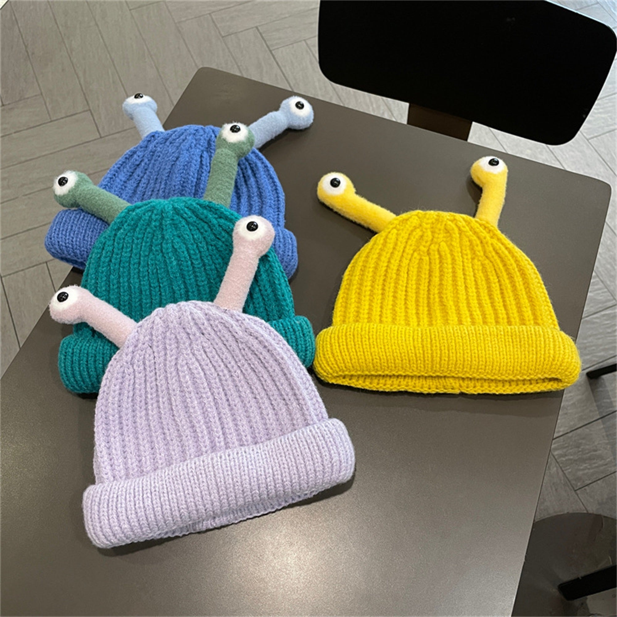 Grappige Muts met Slakkenoogjes voor Baby en Peuter - Warme Gebreide Beanie voor Kinderen 0-3 Jaar Jongens en Meisjes - Accessoire Hiver Bébé