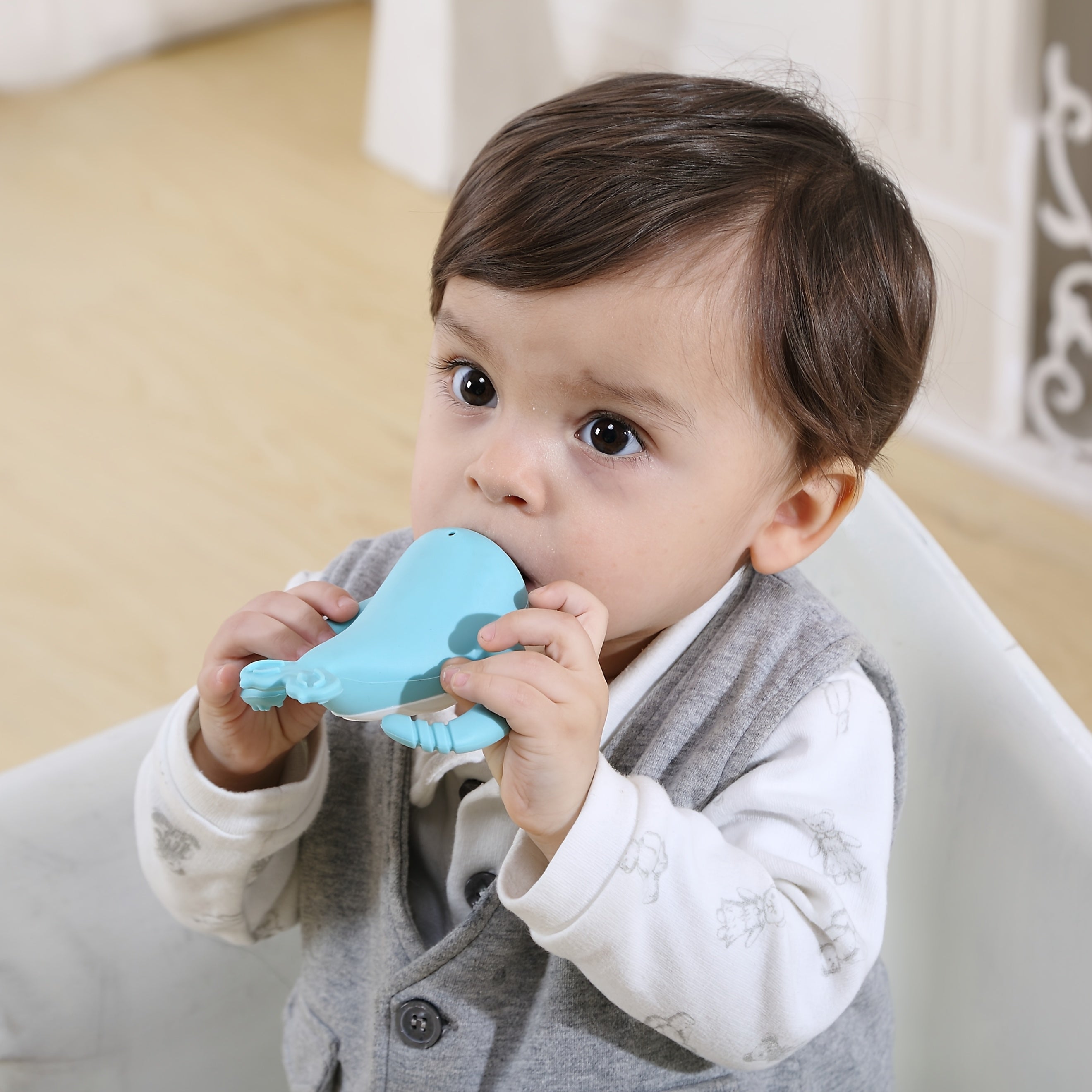 Narwal Bijtring voor Baby's van 3-6 Maanden - Zacht Siliconen Bijtspeeltje en Tandenborstel voor Jongens en Meisjes - Pijnverlichting bij Doorkomende Tandjes