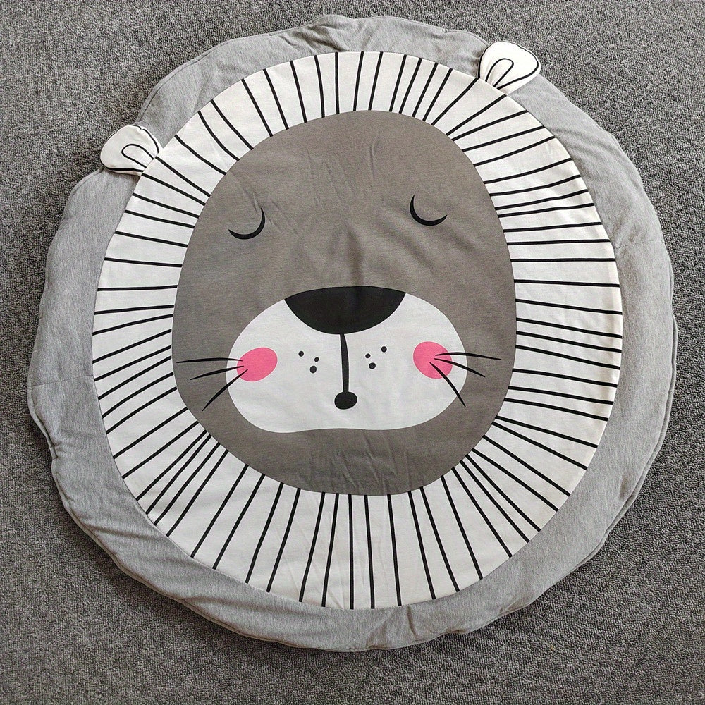 3D dierenvormige ronde kruipmat | Babykleed met verdikte katoenen voering, afneembaar met rits, perfect voor kinderkamerdecoratie