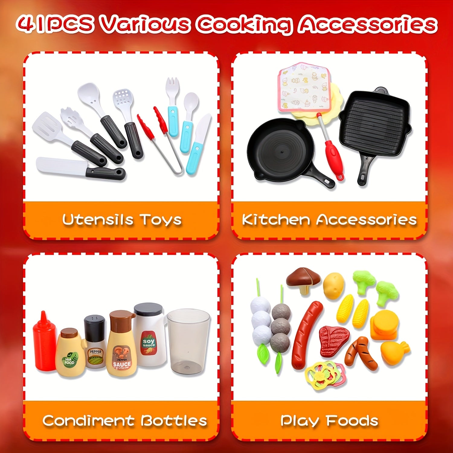 BBQ Keuken Speelset voor Buiten | Grill Speelgoed met 2-Lagen – Interactief Kookspel voor Kinderen 3 Jaar en Ouder