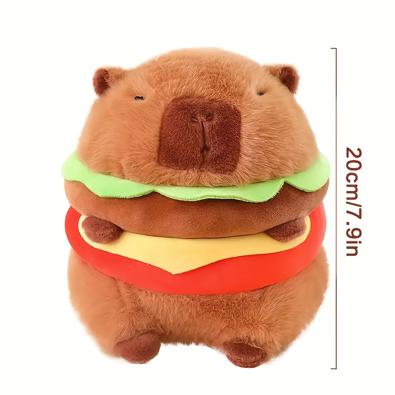 Zacht Pluche Hamburger Capybara Speelgoed | Gemengde Kleuren, Ideaal Cadeau voor Kinderen 0-3 Jaar, Knuffelvriend voor Peuters