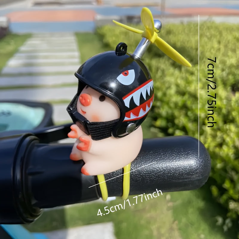 2 Stuks Varken Fietsaccessoires | Stuurdecoratie met Propeller en Helm