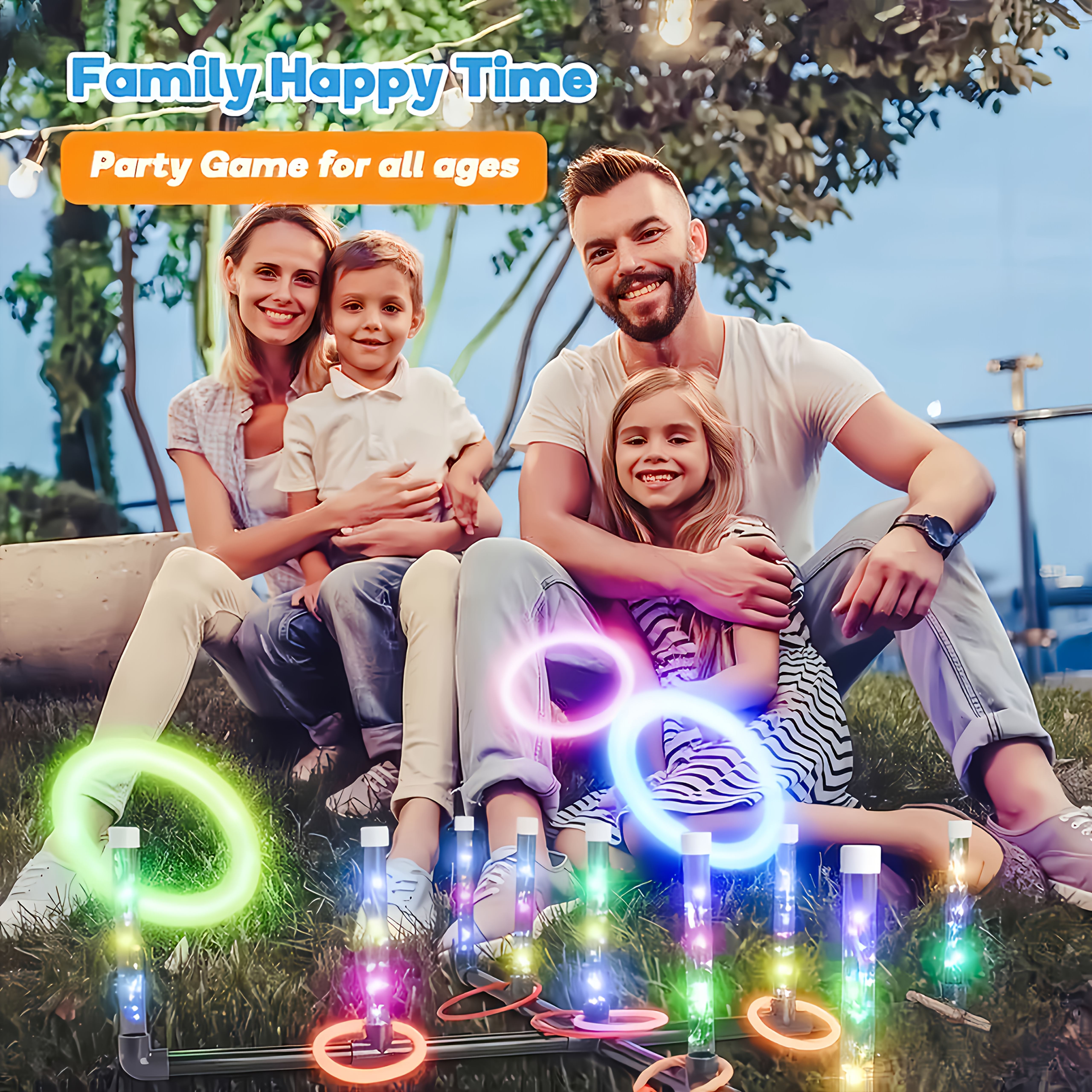 Glow Ring Toss LED Werpspel voor Kinderen – Educatief Lichtgevend Spel voor Binnen & Buiten, Familieplezier vanaf 3 Jaar