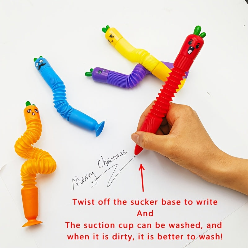 5 stuks wortel balpennen set | Uitschuifbare creatieve pennen met zuignap, studentenstationery