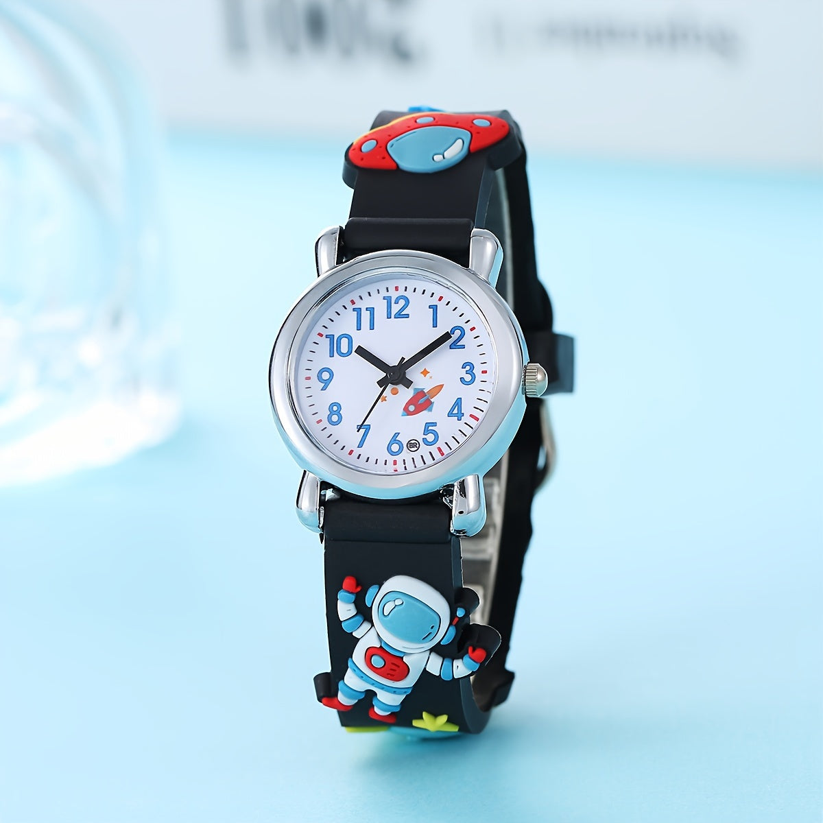 Kinderen Quartz Horloge | Astronaut & UFO Design met Zachte Silicone Band – Blauw
