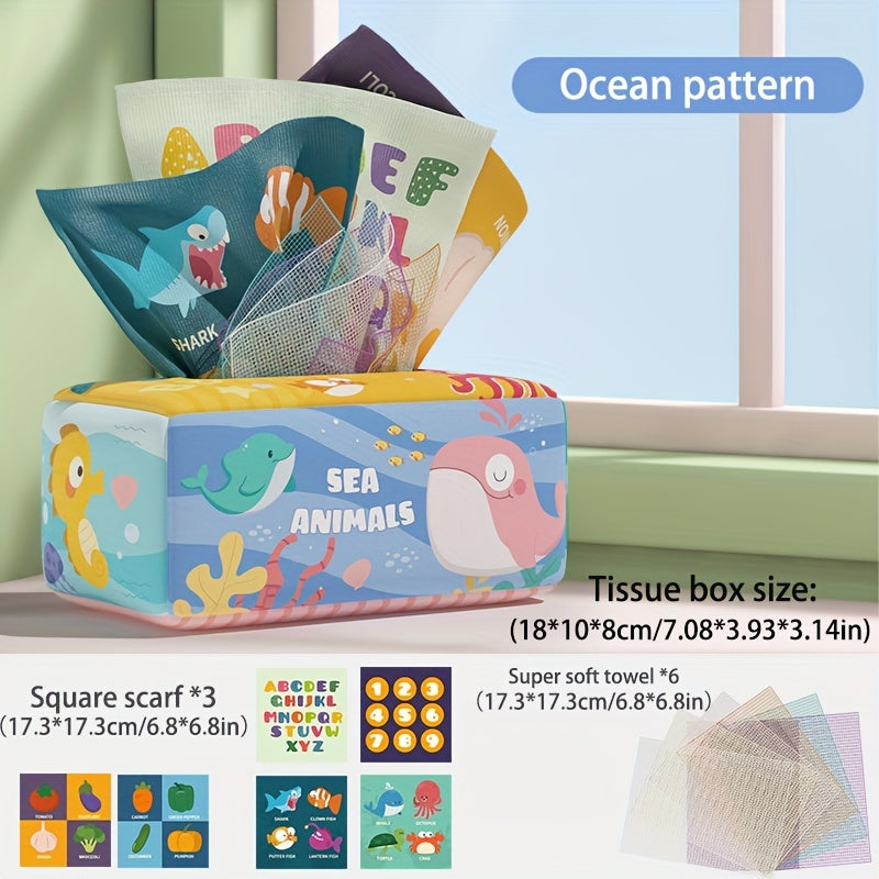 6-12 Maanden Baby Speelgoed | Zachte Tissue Doos en Hoog Contrast Geplooide Papieren Sensory Zijde Sjaal | Perfect voor Sensory Ontwikkeling & Vroeg Leren