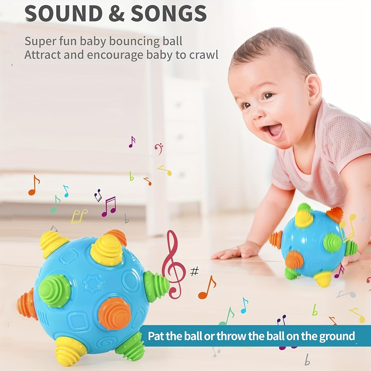 Interactieve Muziek Bal voor Baby's en Peuters - Dansende Sensorische Speelbal met Licht en Geluid voor Jongens en Meisjes - Stimuleert Kruipen en Ontwikkeling