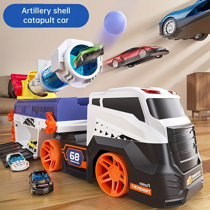 Missielanceervoertuig met lichten en geluiden - Inclusief 6 auto's, speelgoed vanaf 3 jaar, perfect Kerstcadeau.