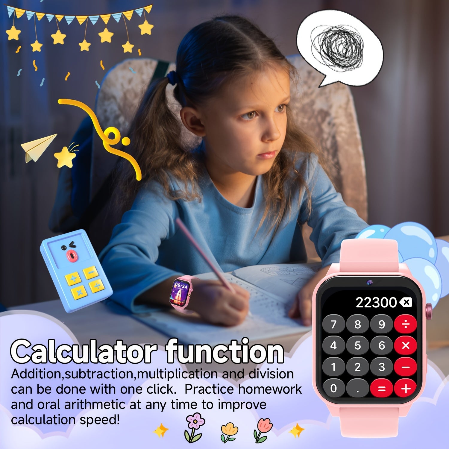 Educatieve Smartwatch voor Kinderen | HD Camera, 18 Spellen & Videorecorder – USB Oplaadbaar Cadeau voor 6-12 Jaar