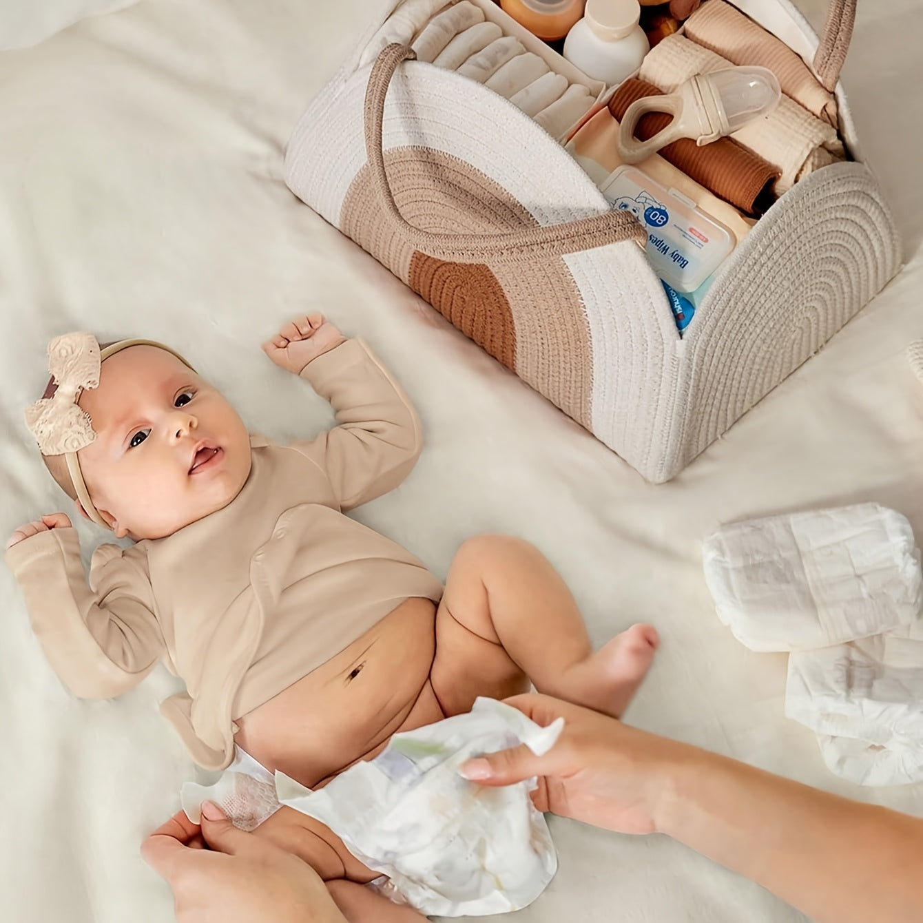 Grote Geweven Luiertas voor Moeders - Duurzaam Polyester, Perfect voor Kinderwagens en Verschoontafels